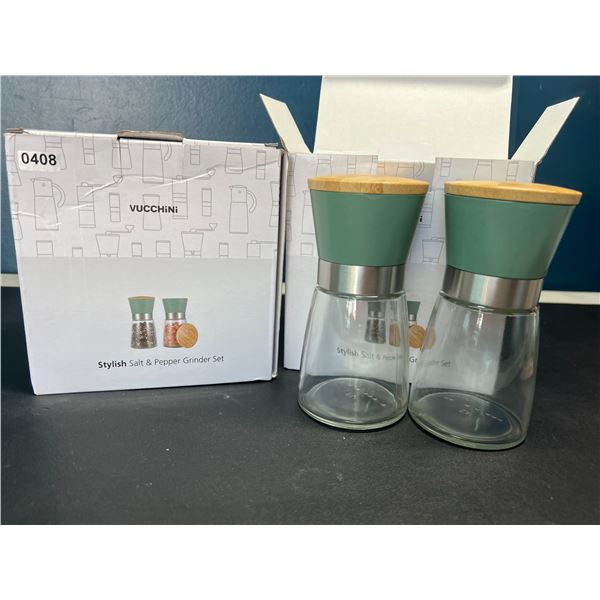Lot of 2 Boxes of Vucchini Bamboo Salt and Pepper Grinder Sets - 2 Grinders per box/4 Total