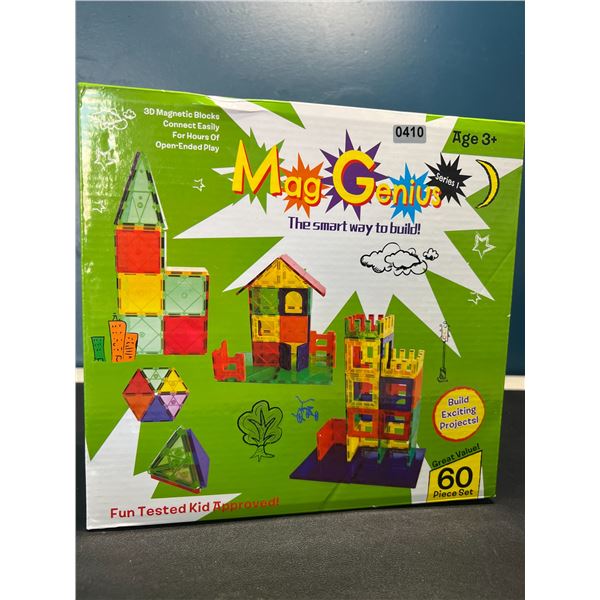 Lot of 1 Mag Genius 60PC Magnetic Block Toy Building Set