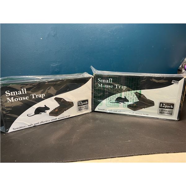 Lot of 2 Boxes of Small Mouse Traps - 12 Traps per Box/24 Total