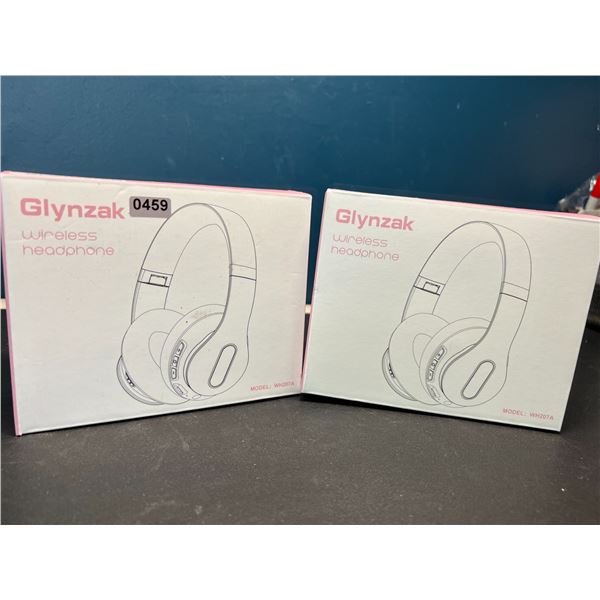 Lot of 2 Glynzak Wireless Bluetooth Over Ear Headphones - 65hr music/talk time! - Rose Gold