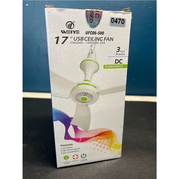 Lot of 1 USB 17inch Ceiling Fan