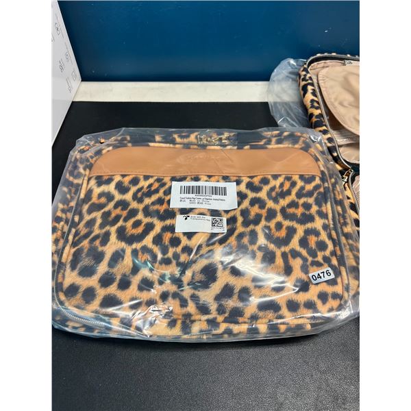 Lot of 2 Leopard Print Travel Cosmetic Organizers