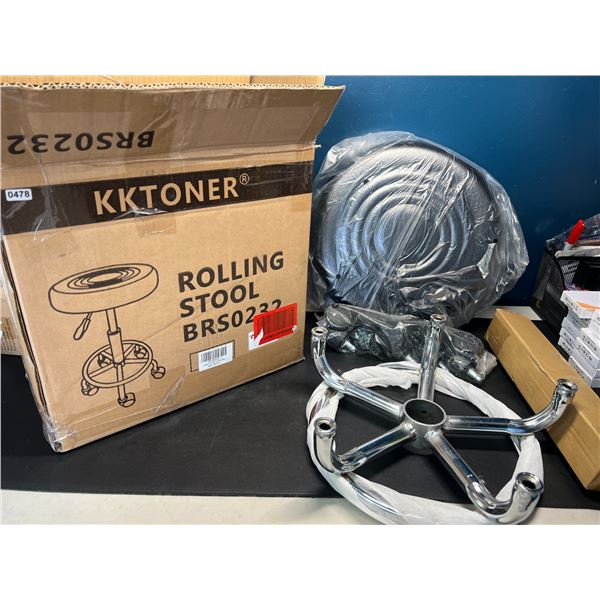 Lot of 1 Rolling Stool w/ Leather Seat