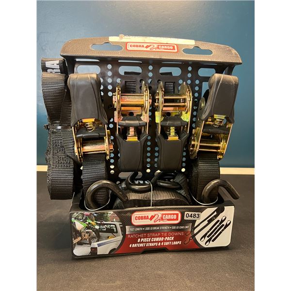 Lot of 1 Pack of Ratchet Strap Tie Downs - 8PC Combo-Pack