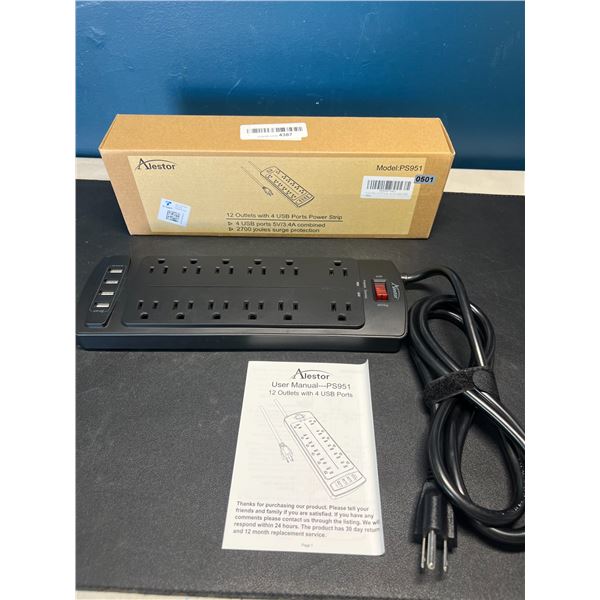 Lot of 1 12-Outlet Power Strip w/ USB Ports