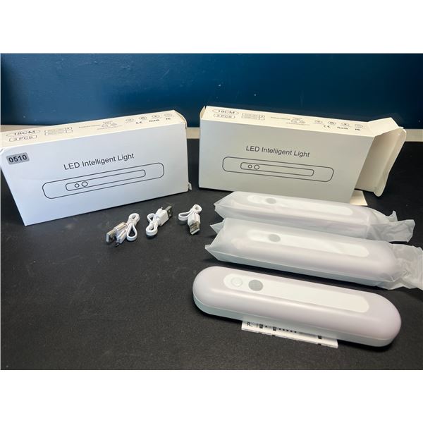 Lot of 2 Multi-Packs of LED Motion Sensor Lights - Rechargeable - 3 Lights per box/6 total