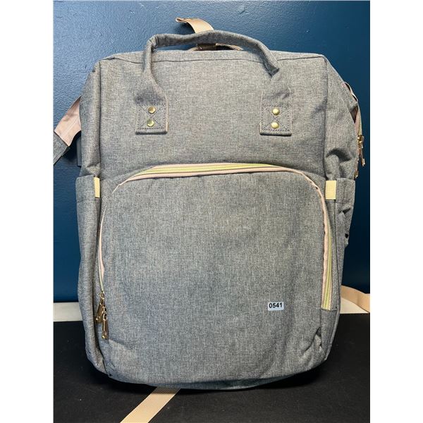 Lot of 1 Backpack-Style Insulated Diaper Bag - Grey