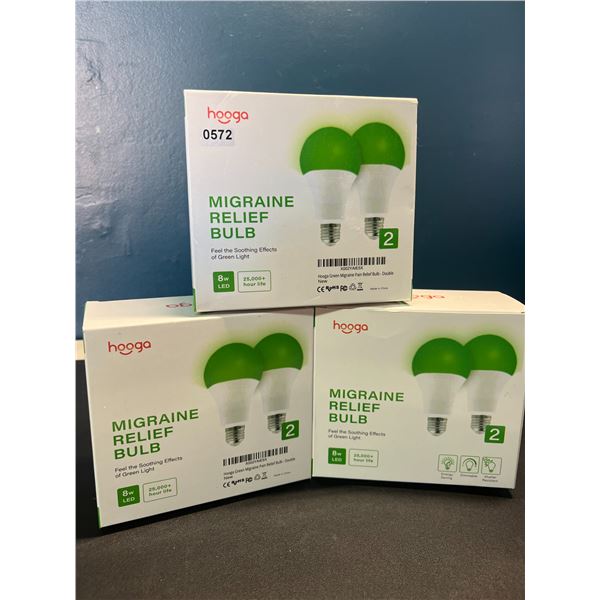 Lot of 3 Boxes of Hooga Migraine Relief Bulbs - 2 per box/6 total