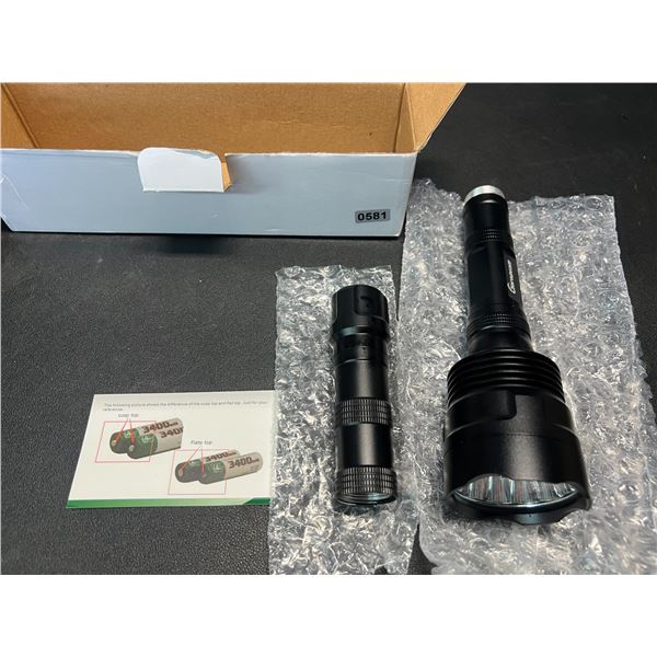 Lot of 1 Box of LED Tactical Flashlights - Includes 1x Large & 1x Small Flashlight