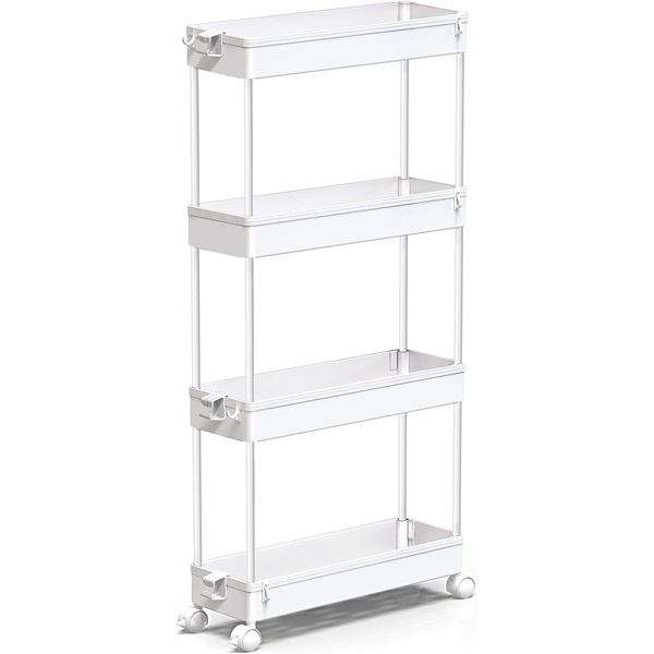 Lot of 1 4-Tier Rolling Utility/Storage Cart - White
