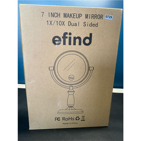 Lot of 1 7-inch Dual-Sided Lighted Makeup Mirror w/ 10x Magnification