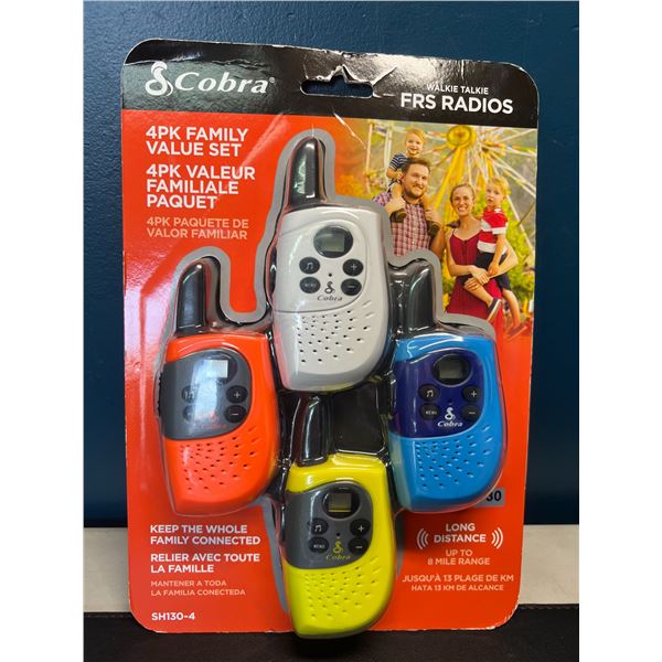 Lot of Cobra Walkie Talkie FRS Radios - 4 Pack Family Set - Brand New!!