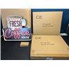 Image 1 : Lot of 3 LED Coffee House Light-Up Wall Signs/Decor Light Up Signs