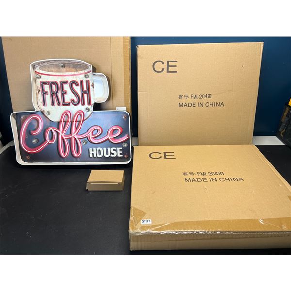 Lot of 3 LED Coffee House Light-Up Wall Signs/Decor Light Up Signs