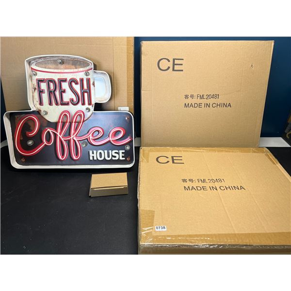 Lot of 3 LED Coffee House Light-Up Wall Signs/Decor Light Up Signs