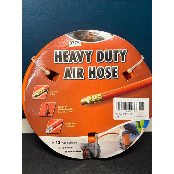 Lot of 1 Heavy Duty Air Hose - 1/4" - 25FT Length