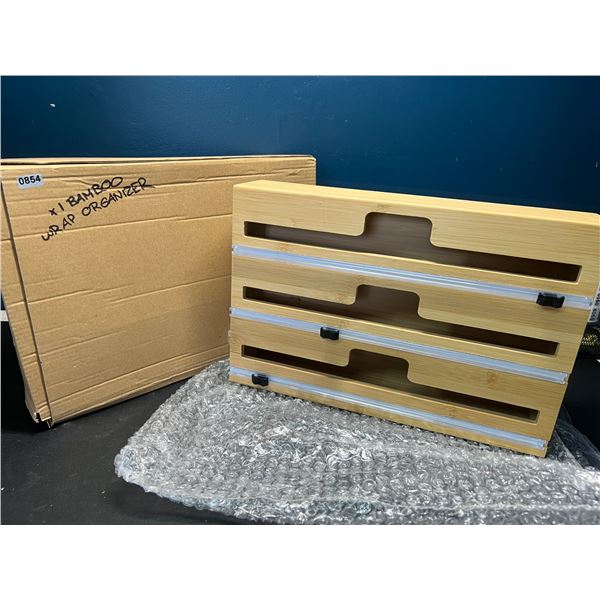 Lot of 1 Bamboo Kitchen Wrap/Foil Organizer & Cutter