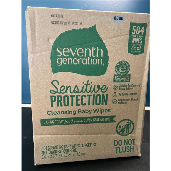 Lot of 1 Box of Seventh Generation Sensitive Baby Wipes - 7packs x 72 wipes per pack