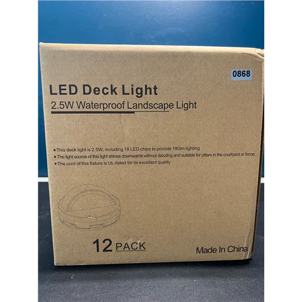 Lot of 1 Box of LED Deck Lights - 2.5inch Waterproof Landscape Lights - 12 PCS in Box