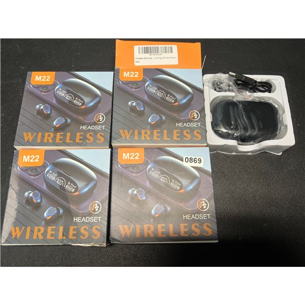 Lot of 4 Pairs of Wireless Bluetooth Earbuds w/ Charging Case