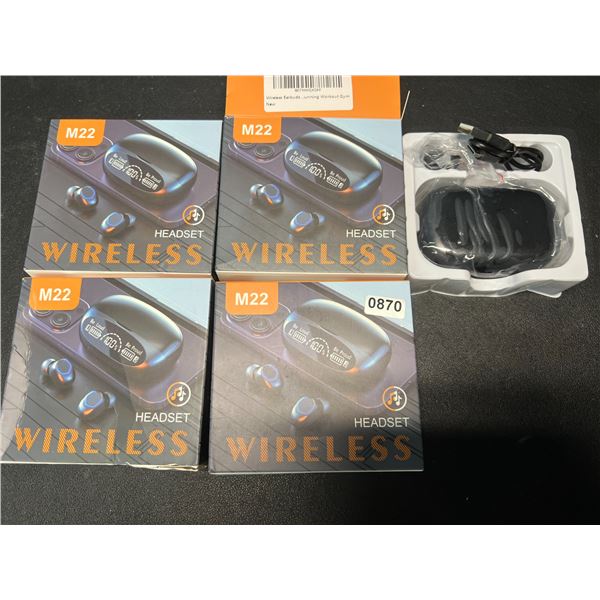 Lot of 4 Pairs of Wireless Bluetooth Earbuds w/ Charging Case