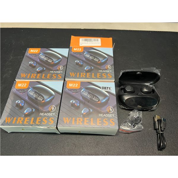 Lot of 4 Pairs of Wireless Bluetooth Earbuds w/ Charging Case