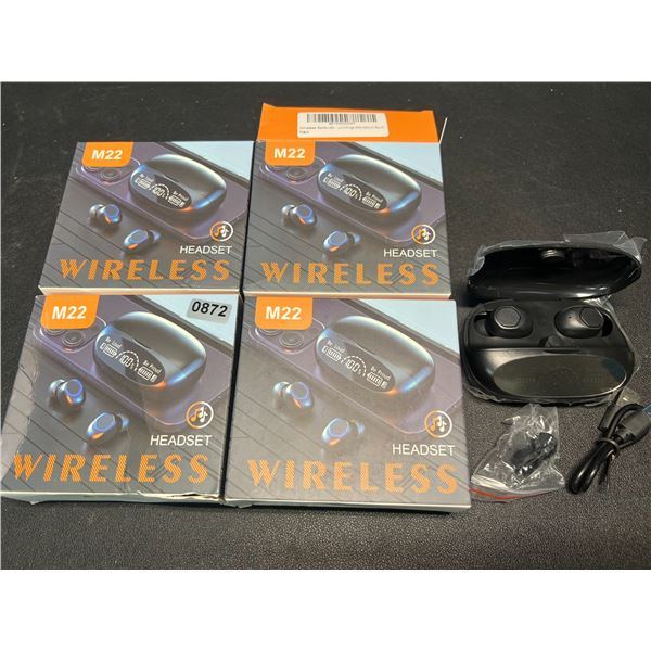 Lot of 4 Pairs of Wireless Bluetooth Earbuds w/ Charging Case