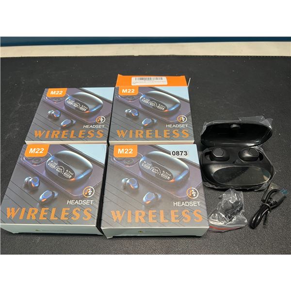 Lot of 4 Pairs of Wireless Bluetooth Earbuds w/ Charging Case