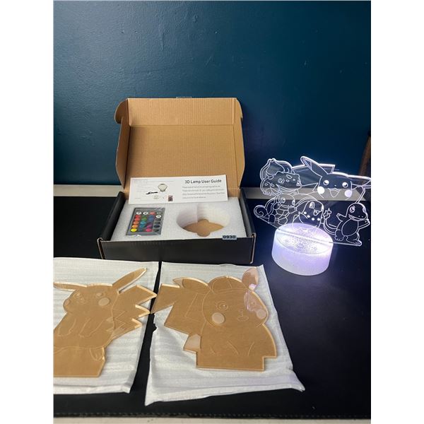 Lot of 1 3D Light-Up Acrylic Pokemon Lamp/Night Light - 3 Different Acrylic Displays Included!