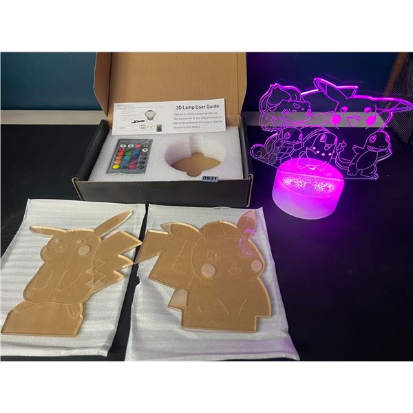 Lot of 1 3D Light-Up Acrylic Pokemon Lamp/Night Light - 3 Different Acrylic Displays Included!