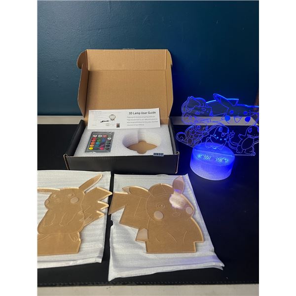 Lot of 1 3D Light-Up Acrylic Pokemon Lamp/Night Light - 3 Different Acrylic Displays Included!