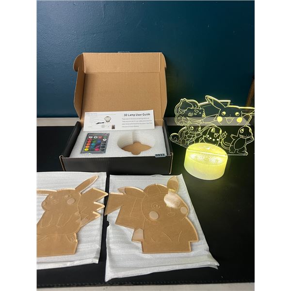 Lot of 1 3D Light-Up Acrylic Pokemon Lamp/Night Light - 3 Different Acrylic Displays Included!