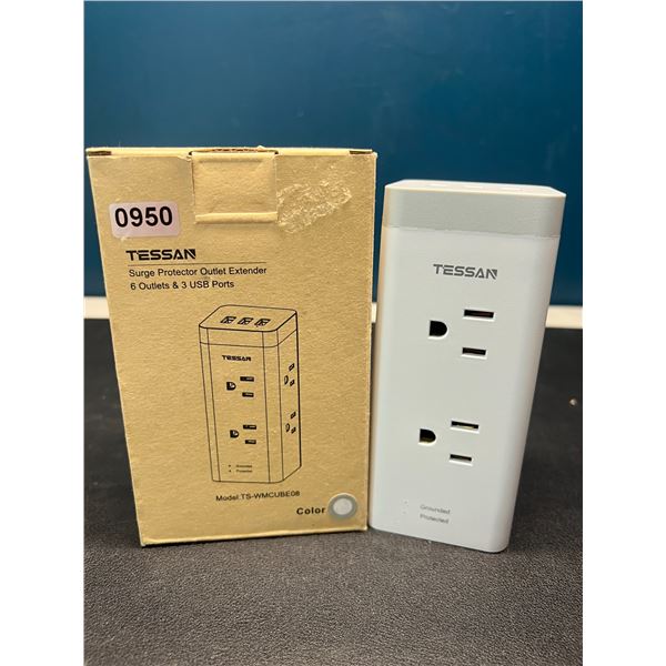Lot of 1 Tessan Surge Protector/Multi-Outlet Power Tower w/ 3 USB Ports