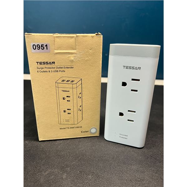 Lot of 1 Tessan Surge Protector/Multi-Outlet Power Tower w/ 3 USB Ports
