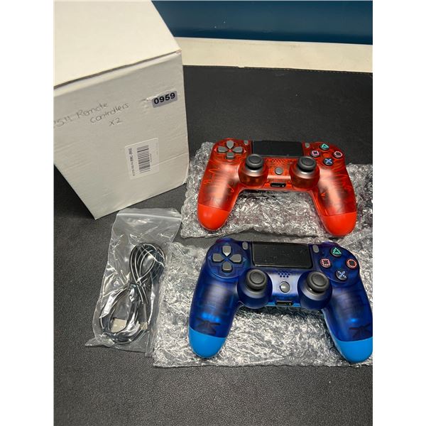 Lot of 2 Wireless Controllers For Playstation 4 (PS4) - Red + Blue
