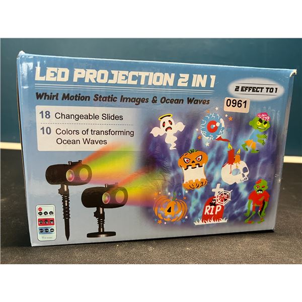 Lot of 1 LED Outdoor Motion Projector - Changeable Holiday Design Slides & Colours