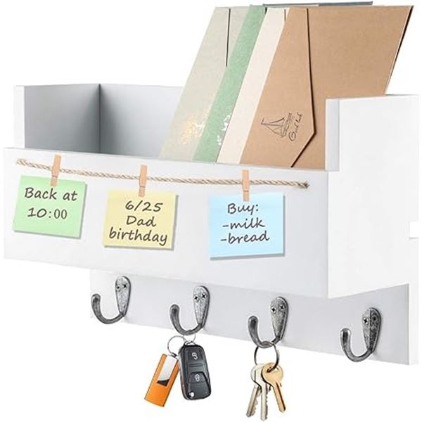 Lot of 1 Halcent Entryway Mail Organizer/Coat Rack/Key Holder Hook