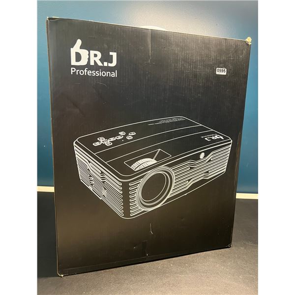 Lot of 1 Dr.J Professional AK40 7200lux Wifi 1080P HD Home Theatre Projector w/ Projector Screen