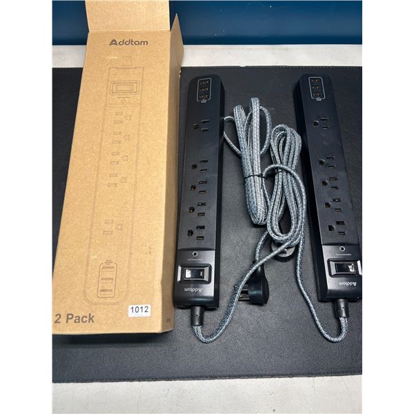 Lot of 2 Multi-Outlet Power Bars/Surge Protectors w/ USB Ports