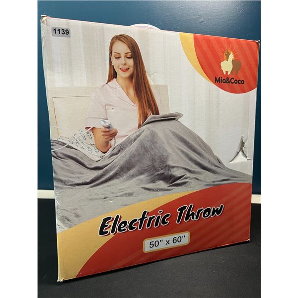 Lot of 1 Electric Heated Throw Blanket - 50x60inch - Grey - Brand New!