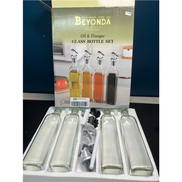Lot of 1 Oil & Vingar 4PC Glass Bottle Set