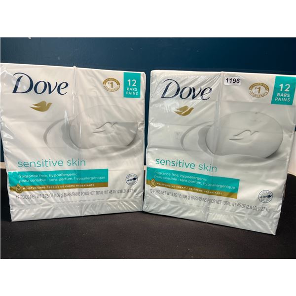 Lot of 2 Multi-Packs of Dove Sensitive Skin Moisturizing Soap - 12 Bars Per Pack