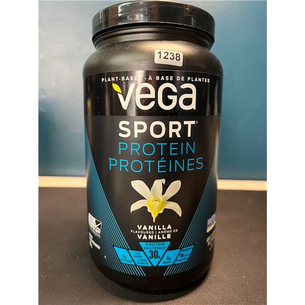 Lot of 1 Tub of Vega Sport Plant-Based Protein Powder - Vanilla - 828G