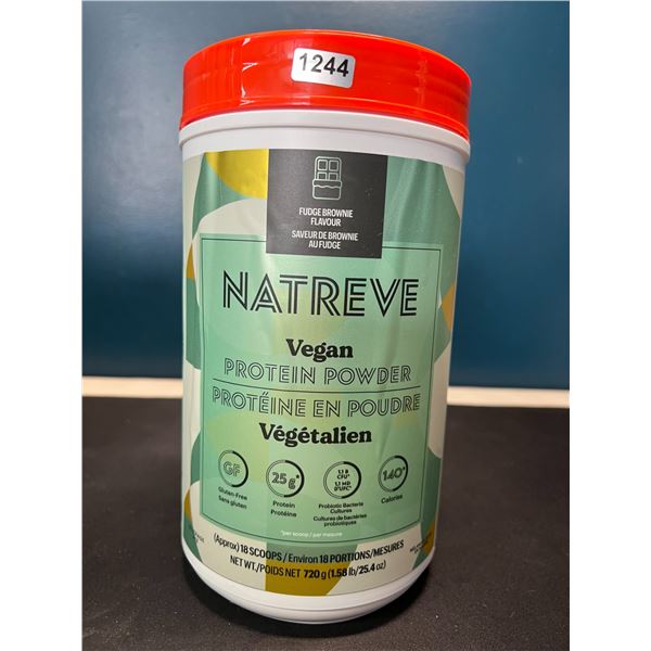 Lot of 1 Tub of Natreve Vegan Protein Powder - Fudge Brownie