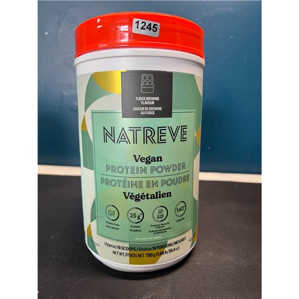 Lot of 1 Tub of Natreve Vegan Protein Powder - Fudge Brownie