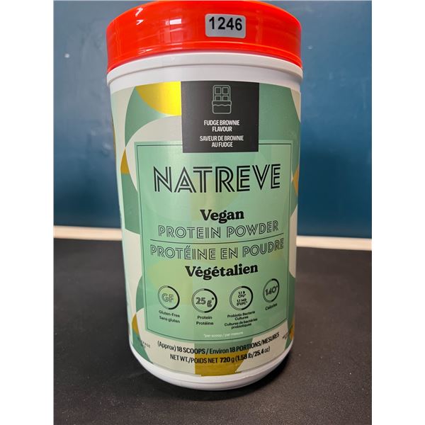 Lot of 1 Tub of Natreve Vegan Protein Powder - Fudge Brownie
