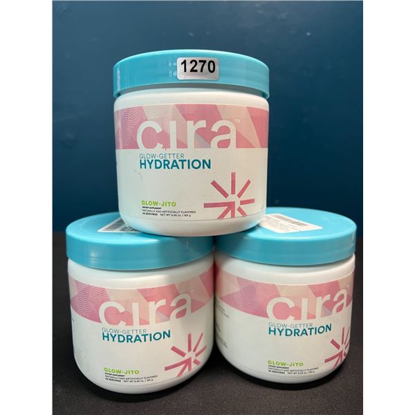 Lot of 3 Cira Glow-Getter Hydration Electrolyte Powder for Women - Glow-Jito