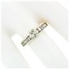 Image 3 : 14k Gold 1.41 ctw Round Diamond Solitaire Channel Baguette Promise Engagement Ri