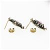 Image 3 : Vintage 14k Yellow Gold 3.20 ctw Oval Garnet Flower Open Work Frame Stud Earring