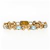 Image 1 : Vintage Retro 18K Gold 6.5" 9.0 ctw Oval Aquamarine Handmade Open Link Bracelet